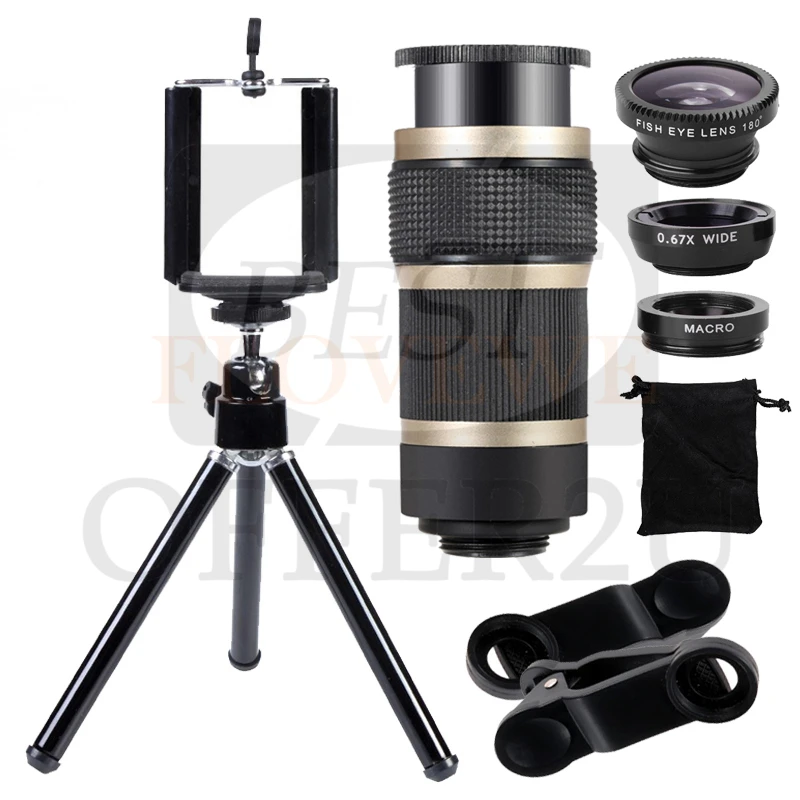 8X Zoom Telephoto Lentes Telescopic Mobile Tripod Phone Lenses Wide