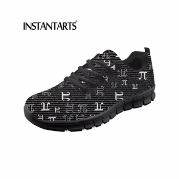 

INSTANTARTS Math Formulas Printing Running Shoes for Men Outdoor Summer Walking Gym Shoes Breathable Black Mesh Lace Up Sneakers