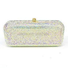 LaiSC Белый Кристалл Вечерний роскошный ридикюль клатчи со стразами серебристого цвета вечерние сумки женские свадебные pochette невесты сумочки 88619