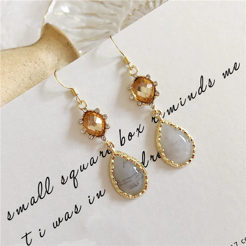 

New Vintage Fashion Water Drop Earrings For Women Bijoux Shining Rhinestone ZA Statement Pendientes Wedding Party Jewelry Gift