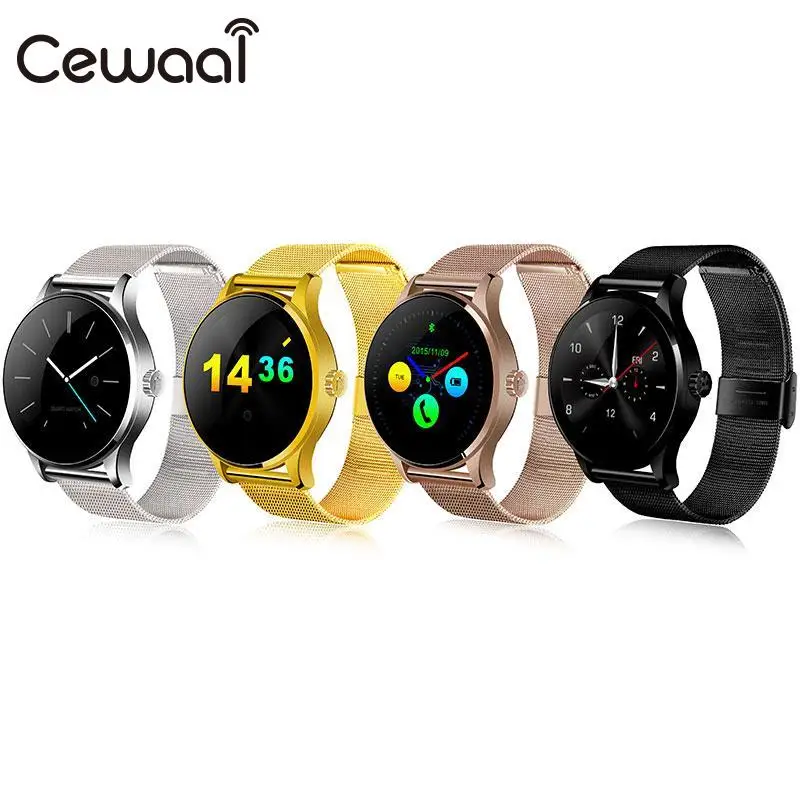 

Cewaal Waterproof IOS Android Bluetooth 4.0 Sports Smart Watch 1.22 inches Heart Rate Monitor Music Player Wristwatch Gift