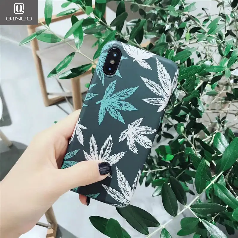

QINUO Soft Silicone Fresh Case For iPhone 6 6s Plus Hello Summer Leaves Patterned Case For iPhone 7 8 Plus X Funda Capinha Shell