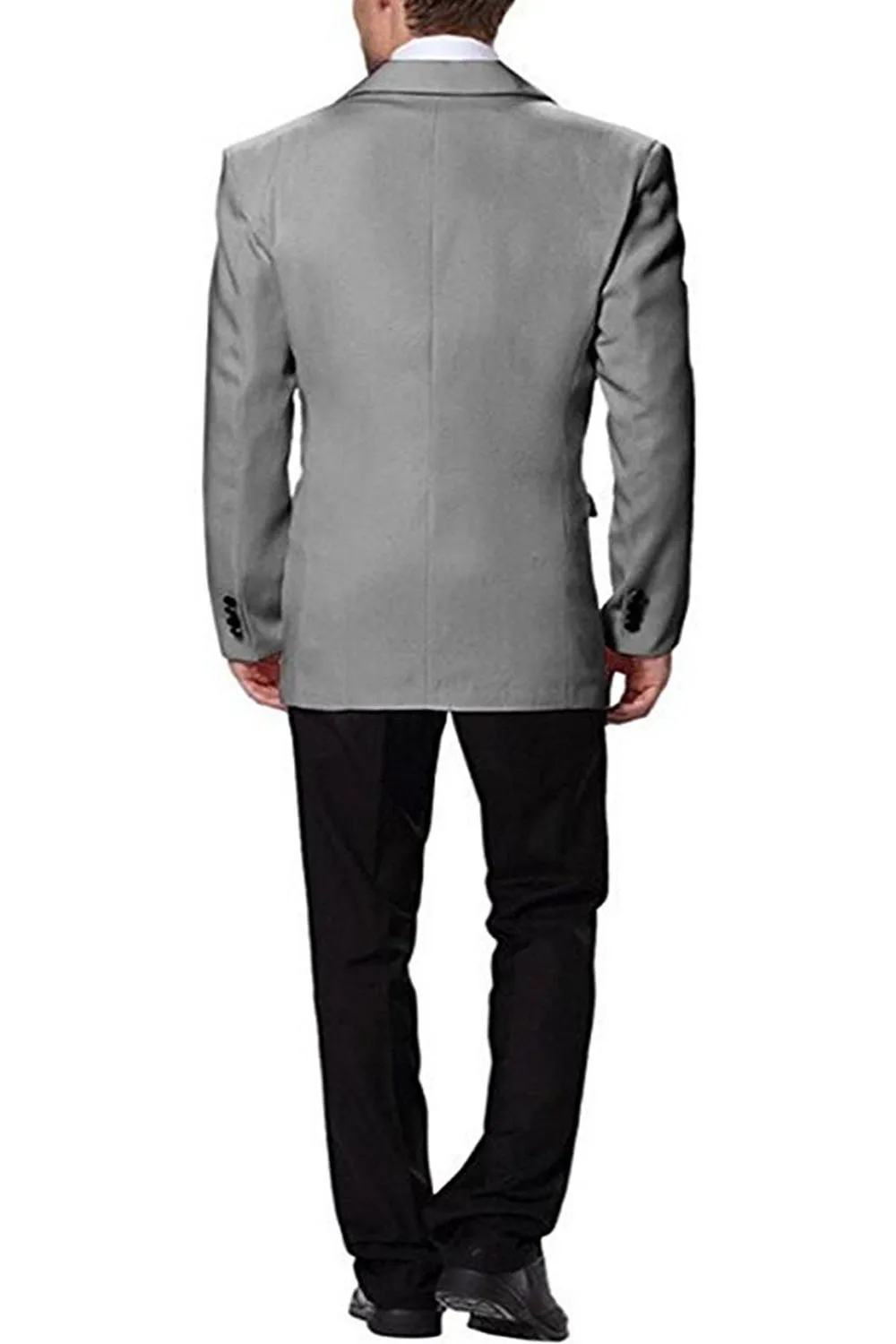 Men Suits Slim Fit Groom Wedding Suits Grey with Black Pants 2 pieces Slim Fit Terno Masculino Custom Made