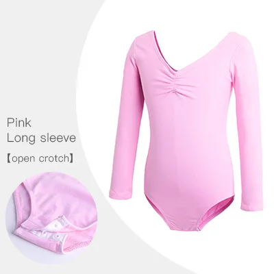 Girls Ballet Leotards High Quality Ballet Bodysuit Teen Soft Lining Dancewear Kids Nylon Short Sleeve Gymnastics Leotards pink long sleeve