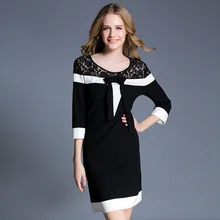 2017 Spring Women Fashion Three Quarters Sleeve font b Dress b font Ladies Casual Work font