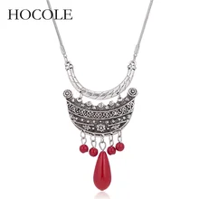 HOCOLE новые модные женские красные бусины в этническом стиле колье-чокер с цветами винтажное ожерелье с цепочкой в богемном стиле