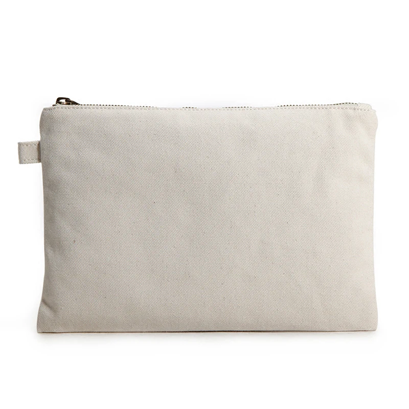 

OIVEFEET LG0914,27x19cm,Plain Nature Cotton Canvas Makeup Zipper Pouch Cotton Canvas Cosmetic Travel Toiletry Organizer Bags