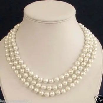 

WOW! SPECIAL OFFER charming 3 Rows 7-8mm White Pearl Necklace