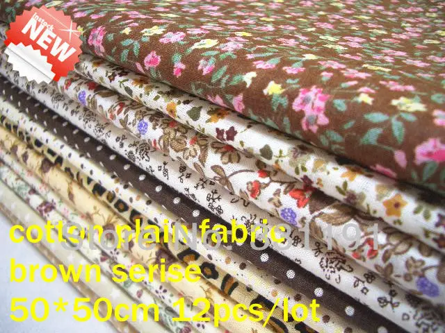 

Superdeal! Free Shipping 100% cotton fabric brown dot floral Serie for DIY Quilting patchwork each piece 50*50cm 12pcs/lot