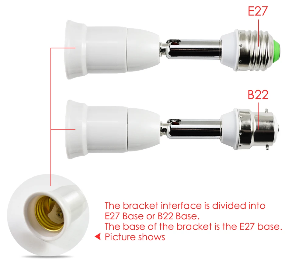 Новая гибкая E27 для B22 светодиодный цоколь лампы цоколь поликарбонат+ алюминиевый белый с 10 см расширение свет держатель Конвертеры