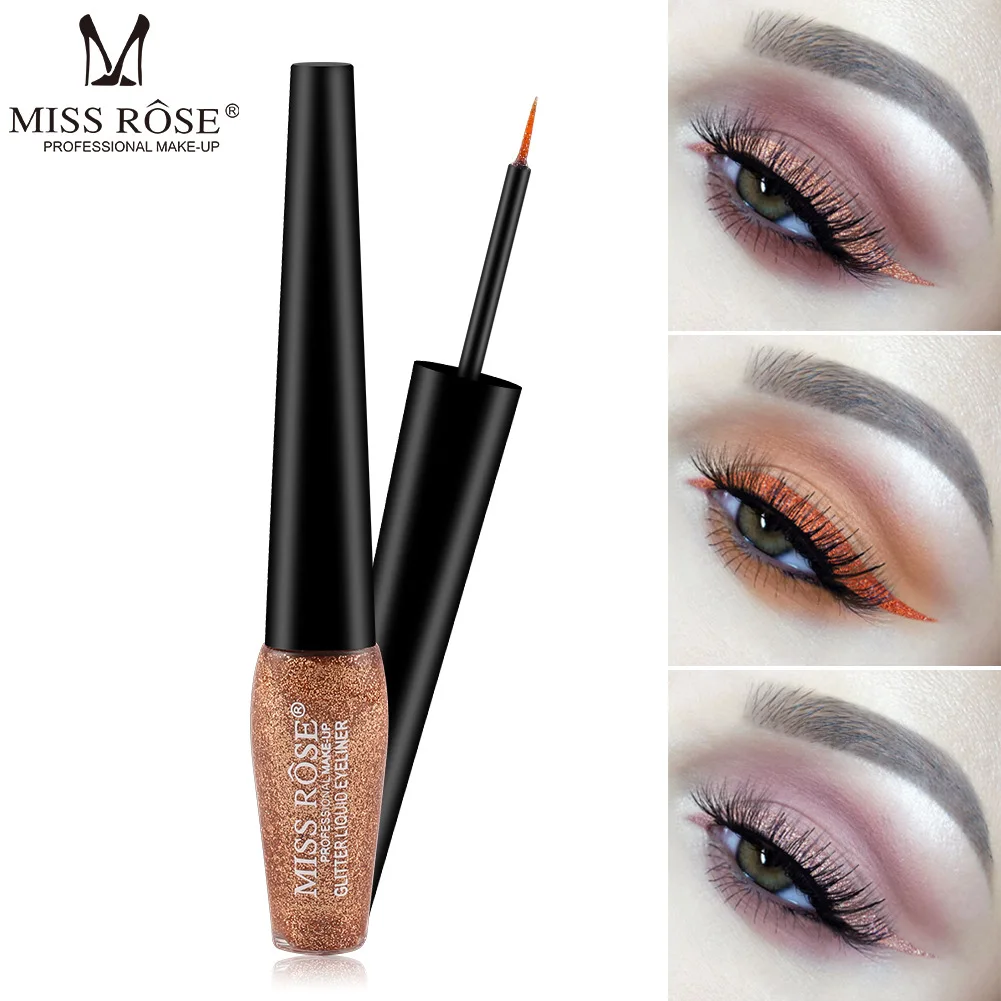 Miss Rose Eyeliner with Sparkles Glitter Liquid Eye Liner Cosmetics Pearlescent Professional Makeup Full Pen for Eyes | Красота и