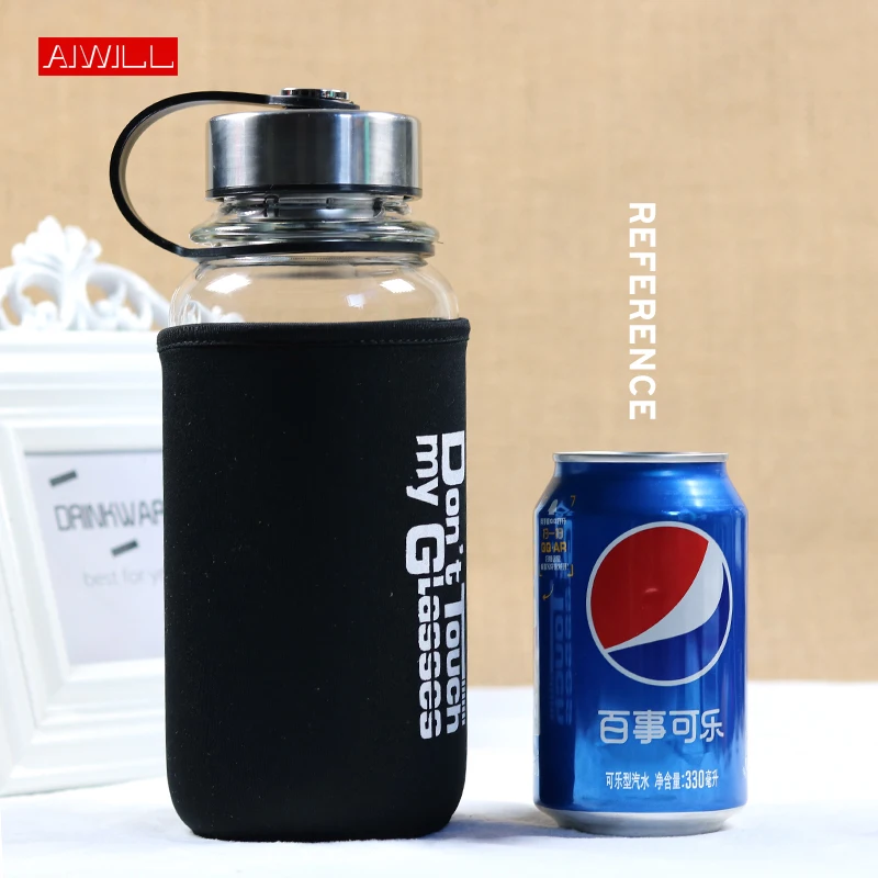 AIWILL 1000ml 600ml Large capacity water bottle with tea infuser Outdoor travel glass bottle with women and men fashion gift