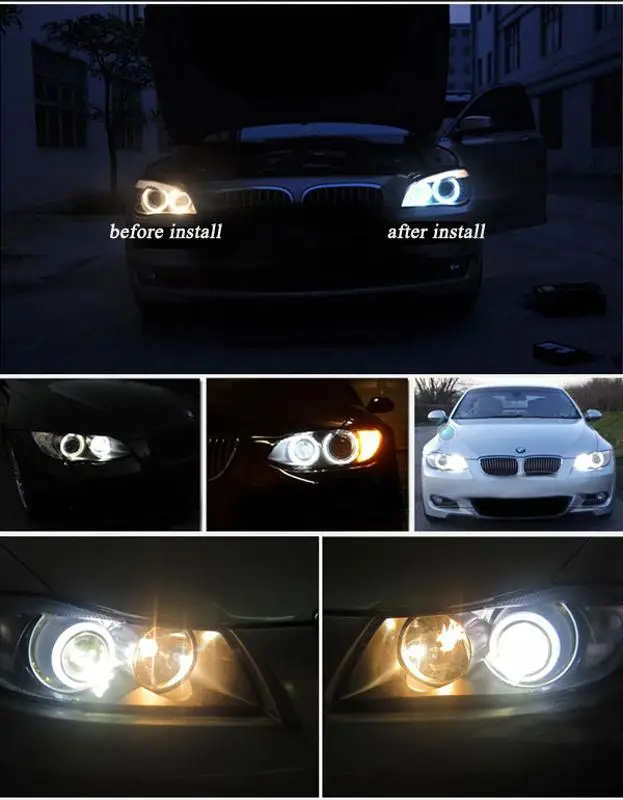 CARCHET Angel Eyes 60 SMD 3528 LED White Halo Light Error Free for BMW E36 E38 E39 E46