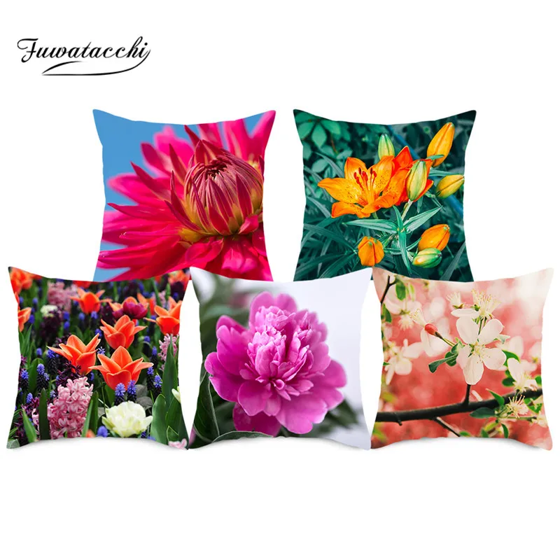 

Fuwatacchi 100% Pure one side Cushion Cover Flower Plant Throw Pillow Cover Colorful flower Pillowcases cushion cover pillow
