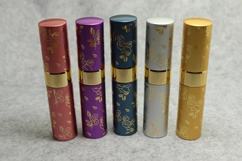 

Portbale15ml Bronzing Flower Glass Perfume Bottle Aluminum Spray Sub-installed Cosmetic Bottle 2PCS/LOT