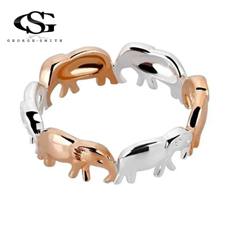 GS 2018 Pure Copper Antique Gold Sliver Lucky 3d Lovely Elephant Men Ring Romantic Rings For Man/Woman Lover Jewelry Anillos R4