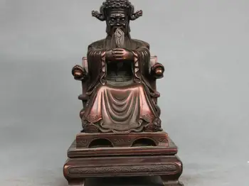 

8'' China Fengshui Bronze Mammon God Of Wealth Seated Statue Blessing Luck