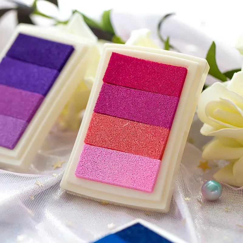 1pc Delicate Color Gradual Change Stamp DIY Oil Pigment Inkpad Scrapbook Gradient Ink Pad Work Fingerprint Paper Card Decoration|Бейджи и