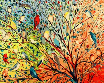 

Frameless painting by numbers paint by number for home decor PBN for living room 4050 bird family