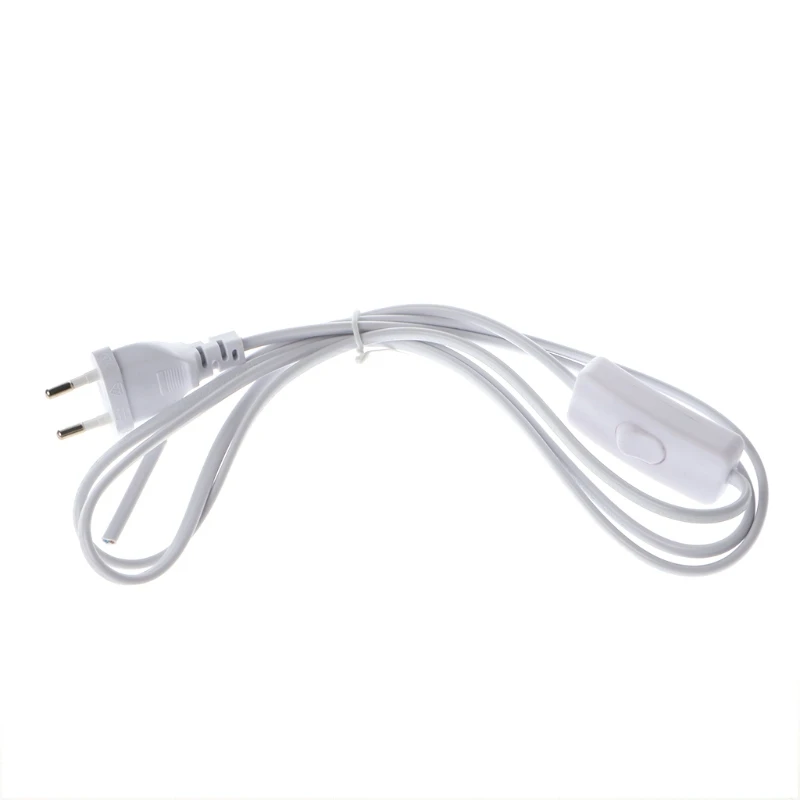 1.8m EU Plug Cable White Line with On/Off Switch Button Power Cord For LED Lamp | Обустройство дома