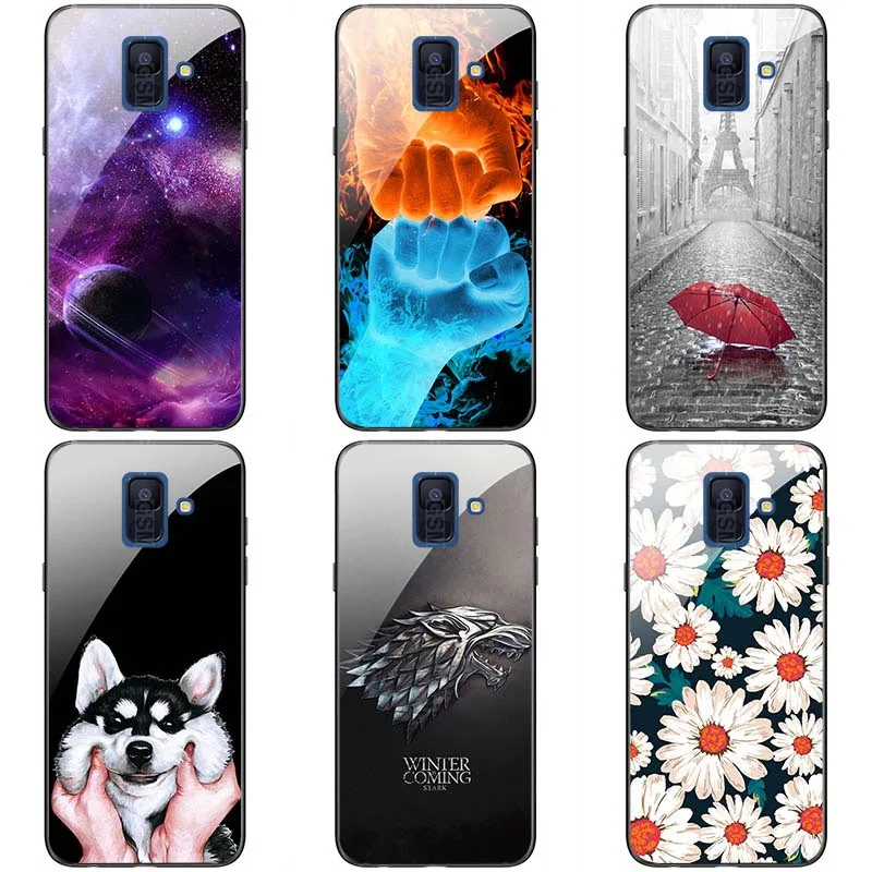 

Tempered Glass cellPhone Case For Samsung GALAXY A6 2018 Hard Tempered Glass Back Cover case For Samsung GALAXY SM-A600FN Shell