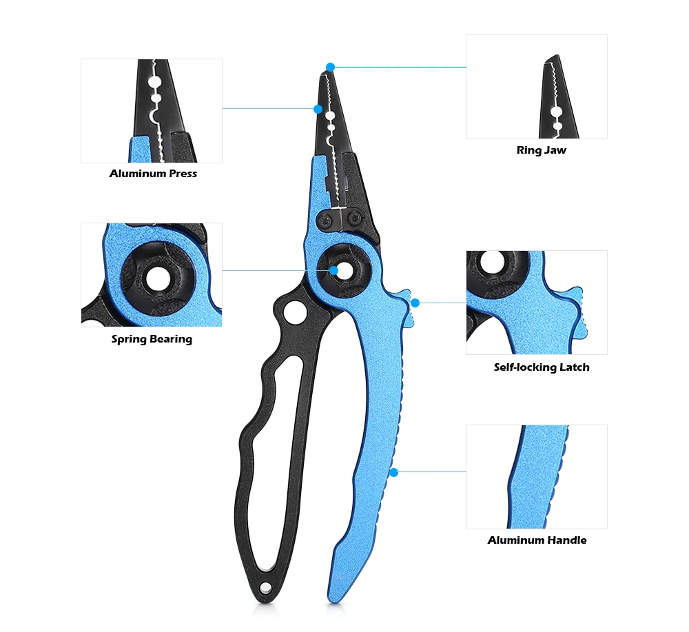 Само-запирающийся Алюминиевый Многофункциональный рыболовные плоскогубцы приманка инструмент разделенное кольцо резак держатель для