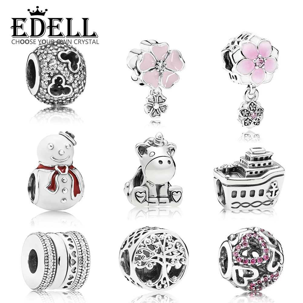 

EDELL 100% 925 Sterling Silver Snowman OPENWORK FANTASIA DI CUORI Spinning Hearts of FAMILY ROOTS OPENWORK THE UNICORN CHARM