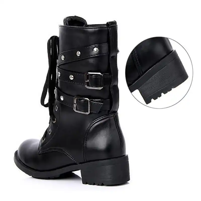 black boots with buckles womens