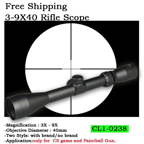 

Free Shipping Military Tactical 3-9X40  Hunting Rifle Scope Sight For Outdoor CS Wargame Game Paintball Gun CL1-0238