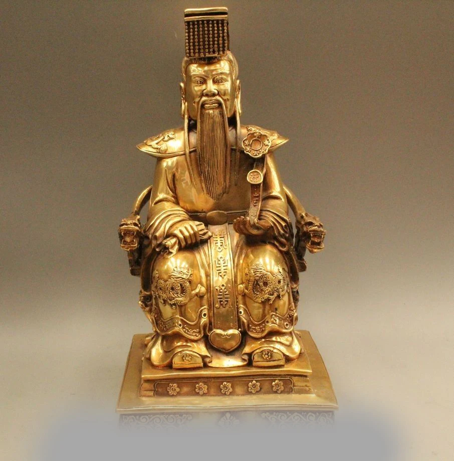 

12" China Taoism Brass Seat Taoist priest Tai Shang Lao Jun God Statue Sculpture