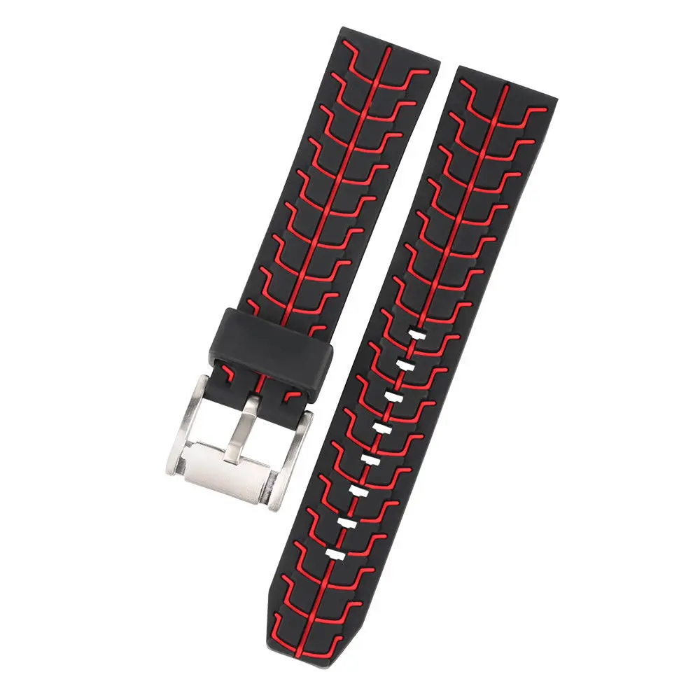 Shelhard Silicone Dual Color Watch Band Strap 20mm 22mm 24mm Waterproof Universal Watchband Strap Wrist Belt Bracelet