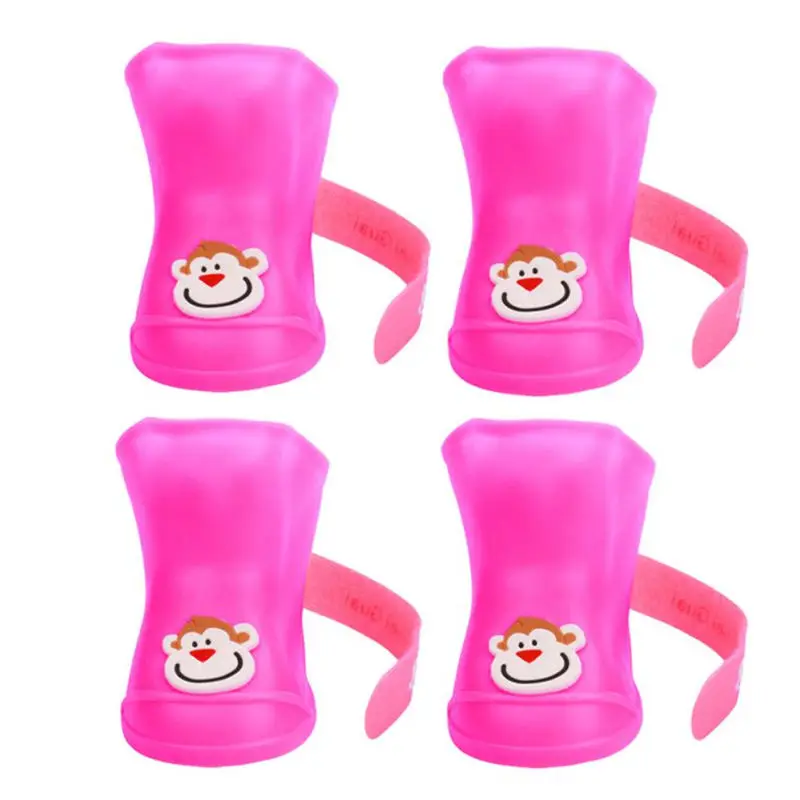 4x Симпатичные 7 цветов обувь для домашних животных для собак щенков силиконовые водонепроницаемые сапоги Защитная резиновая обувь для дождя яркие цвета товары для домашних животных 4 шт - Цвет: Hot pink