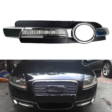 Brand New Chrome Style 12V LED CAR DRL Daytime Running Lights With Fog Lamp Hole For AUDI A6 C6 2005 2006 2007 2008 Wholesale Brand New Chrome Style 12V LED CAR DRL Daytime Running Lights With Fog Lamp Hole For AUDI A6 C6 2005 2006 2007 2008 Wholesale