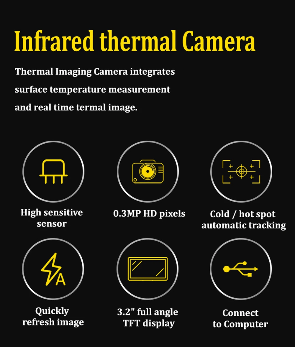Умный датчик Профессиональный инфракрасный тепловизор камера 3," Ручной ИК цифровой инфракрасный термометр устройство