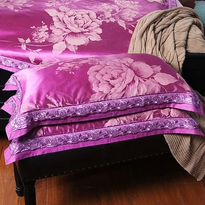 White Silver Color Jacquard Luxury Bedding sets 4/6 Pcs Queen/King size lace cotton Stain Bed set Bed linen Duvet cover pillow 128