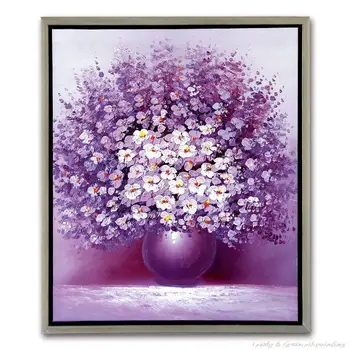

Mintura Hand Painted Purple Flower Oil Painting On Canvas Modern Decorative Posters Wall Art Picture For Living Room Unique Gift