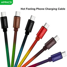 APPACS 1 м usb type-C кабель для зарядки телефона с горячим ощущением температуры зондирования Обесцвечивающий кабель для передачи данных USB-C для Xiaomi 4C huawei P9 Letv