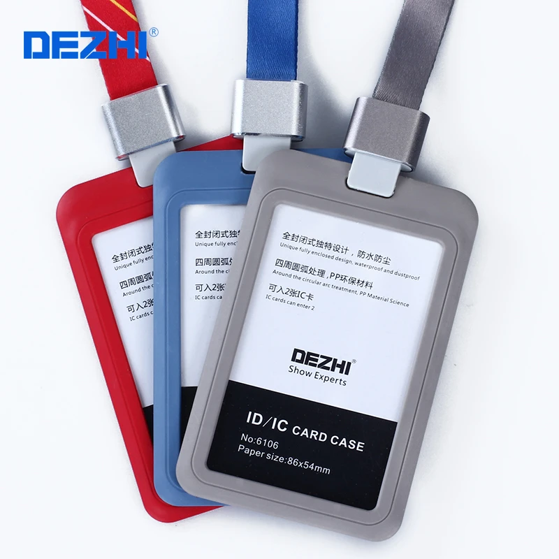 DEZHI Fashion Style ID IC Card Badge Holder of Work Card with Polyester Lanyard,lowest Price, Can Custom the LOGO,OEM!