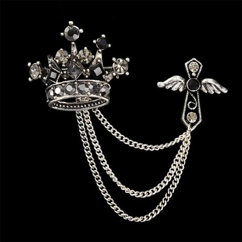 Brooches Male Business Suits Wedding Brooch Alloy Crown Lapel Pin Crosses Brand Popular Corsage Broches collar pins jewelry gift | Украшения