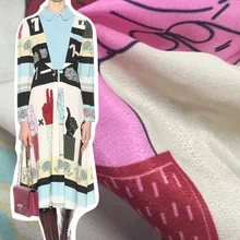 Новая ручная роспись отпечаток пальца узор принт юбка ткань набивные ткани на заказ полиэстер модная ткань для платья печатная ткань