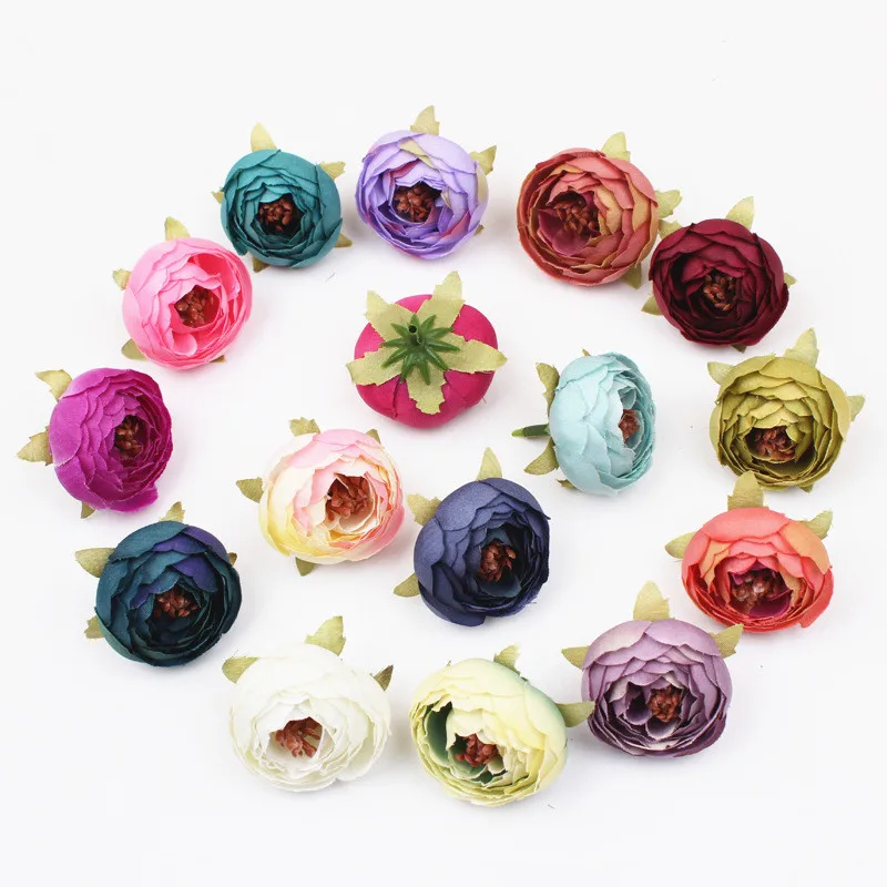 10pcs Suede Camellia Flower Heads Embellishments for Wedding Decoration Craft