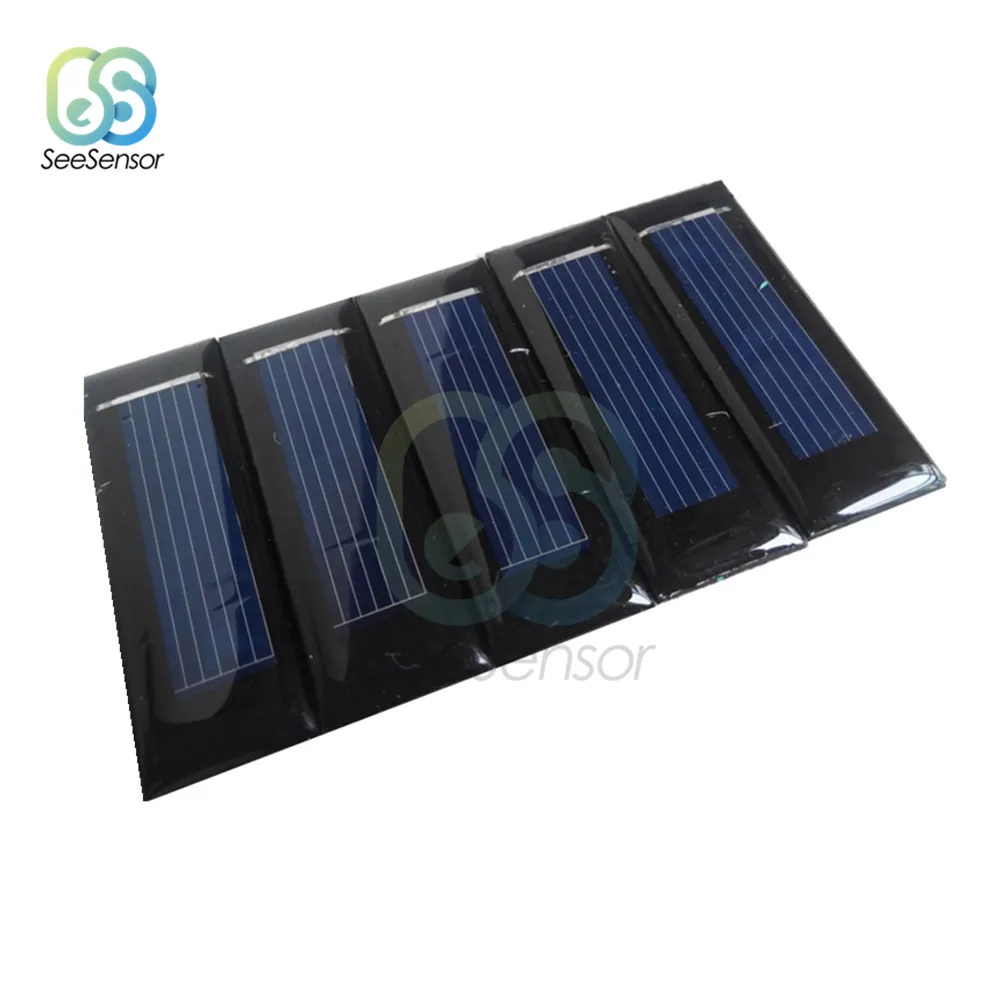 

5Pcs Mini Solar Panel 0.5V 100mA Solar Cells Photovoltaic panels Module Sun Power battery charger DIY 53*18*2.5mm