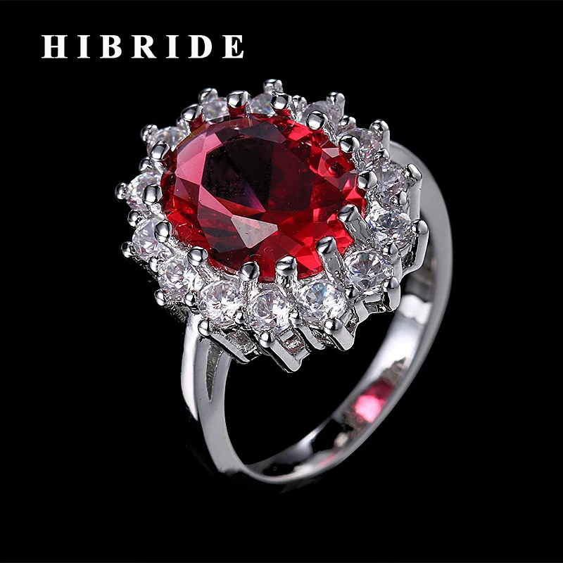 Hibrid, красные стразы в форме цветка, кольца для женщин, свадебные украшения, высокое качество, CZ камень, кольцо, R-174