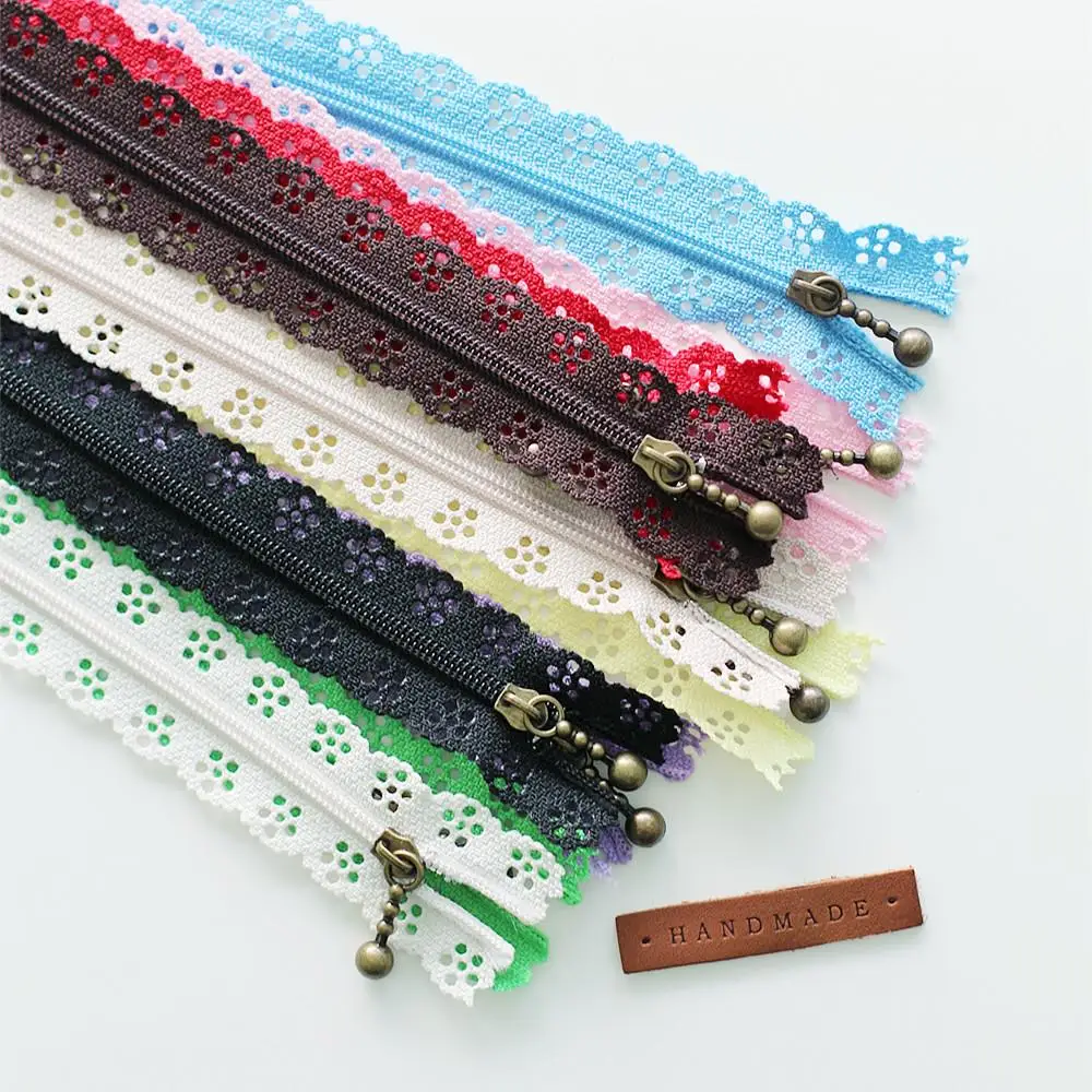20cm Length Lace Zipper Metal water drop zipper slider Adorable Lace
