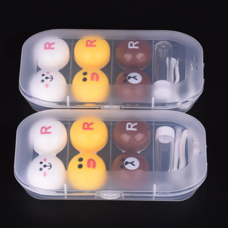 

Cute Contact Lens Case Kit 3 Pairs Travel Lenses Box Set Lovely Contact Lens Case Holder Container