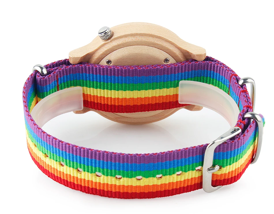 ALK Vision Pride Rainbow Top Wood Watches Dropshipping Brand Women Mens Wooden Watch Canvas LGBT Strap Fashion Casual Wristwatch
