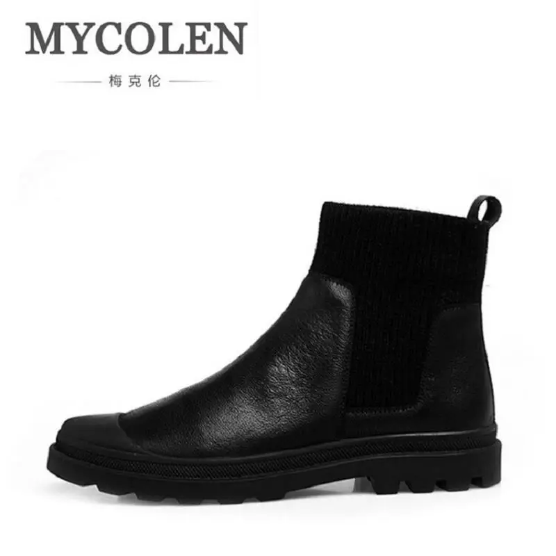 

MYCOLEN Europe Styles Men's Leather Martin Boots High Quality Chelsea Boots Black Comfortable Brown Winter Men Shoes Erkek Bot