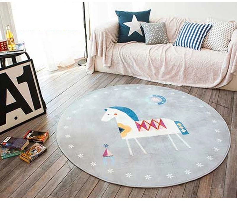 Белый медведь ковер коврики в скандинавском стиле для гостиной спальни Мягкие плотные круглые ковры для детей Противоскользящий ковер
