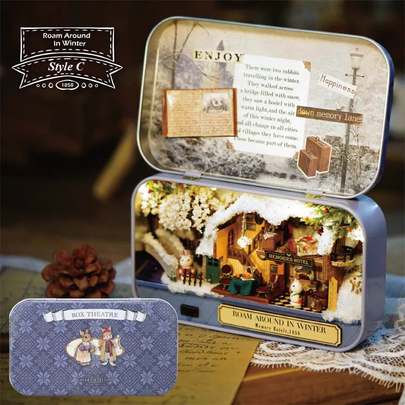 Box Theatre Miniature DIY Dollhouse Kit - Birthday/Mother's Day Gift Dollhouse Furniture with LED Lights - Country Side for Kids