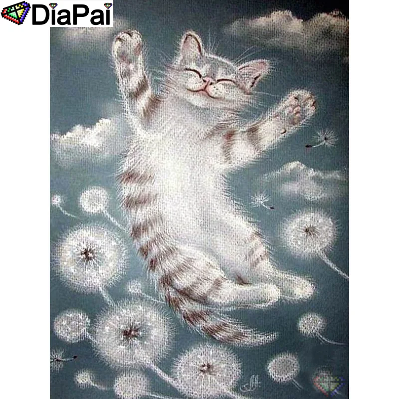 

DIAPAI 100% Full Square/Round Drill 5D DIY Diamond Painting "Cat dandelion" Diamond Embroidery Cross Stitch 3D Decor A20617